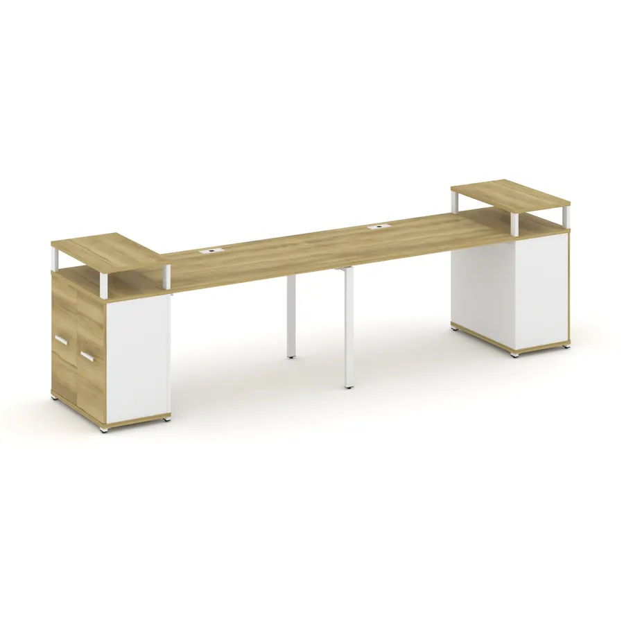 Концепт Рабочая станция с опорными распаш. шкафами с верх. горизонтами CN.ORS-222 W Дуб Винченцо/Бе
