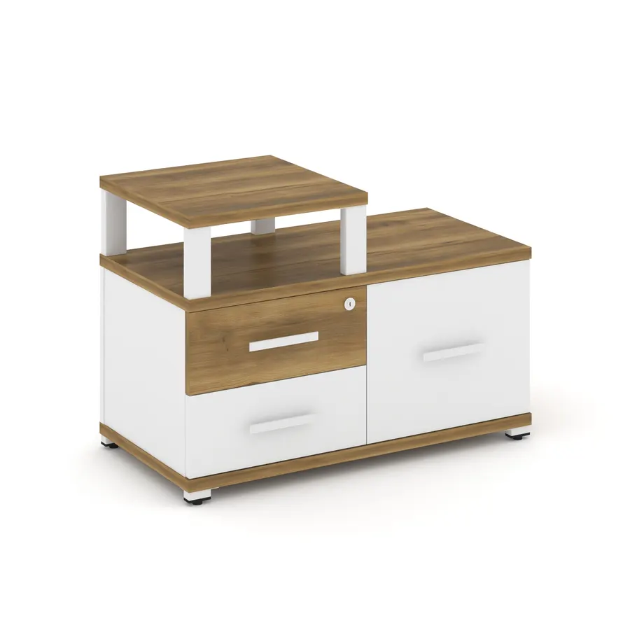 Концепт Тумба приставная широкая 2 ящ.+1 распаш. фасад с надставкой узкой CN.TSP-005 W Дуб Винченцо/