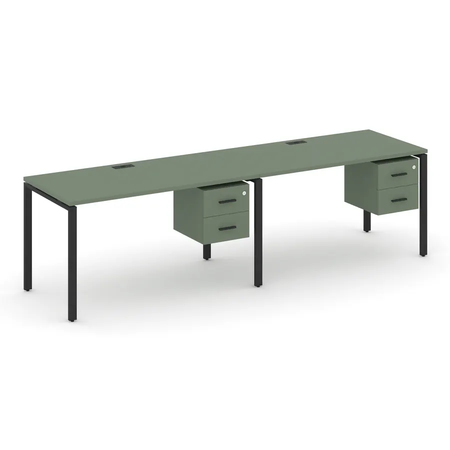 Концепт Рабочая станция односторонняя с подвес. тумбами 2 места CN.ORS-115 W Дуб Винченцо/Белый Брил